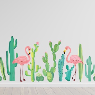 【Zooyoo】สติ๊กเกอร์ติดผนัง Cactus Flamingo wall stickers room decoration stickers