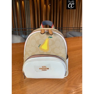 (แท้ 💯%‼ from Factory) 🆕🆕🆕 Rare item❗️MINI COURT BACKPACK IN SIGNATURE WITH PEAR ((c8258))