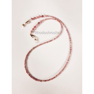 สายคล้องแมส หินนำโชค รุ่น 019A_Rhodonite