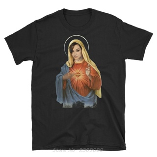 Sasha สีเทา Holy Mother Mary Ironic T เสื้อสั้นสำหรับผู้ชายแขนยาวผ้าฝ้าย Unisex เสื้อยืดแฟชั่น Tshirt Tees ตลก Harajuku