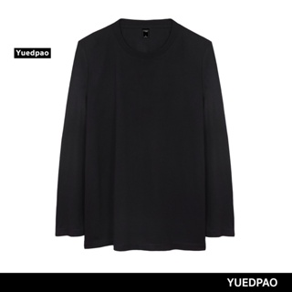 สินค้า Yuedpao ยอดขาย No.1 รับประกันไม่ย้วย 2 ปี เสื้อยืดเปล่า เสื้อยืดสีพื้น เสื้อยืดแขนยาว_สีดำ