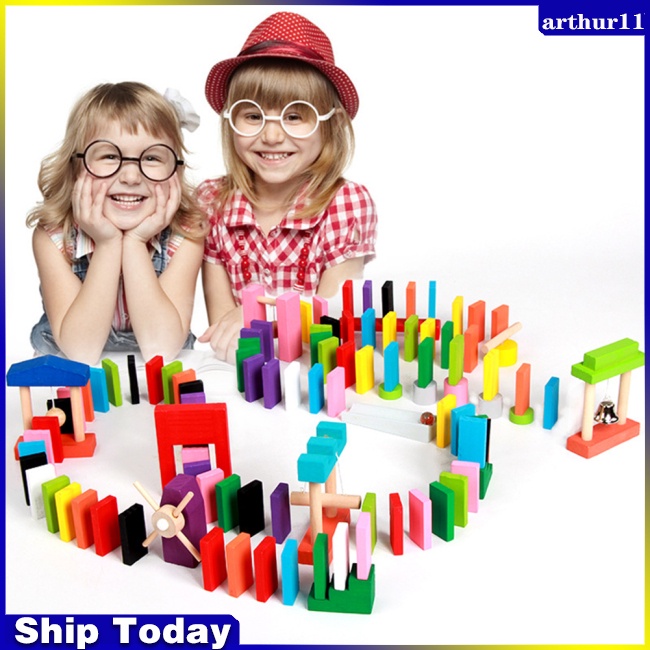 arthur-ชุดบล็อกไม้ตัวต่อ-รูปโดมิโน่-หลากสี-ของเล่นเสริมการเรียนรู้เด็ก-ของขวัญคริสต์มาส-120-ชิ้น-ต่อชุด
