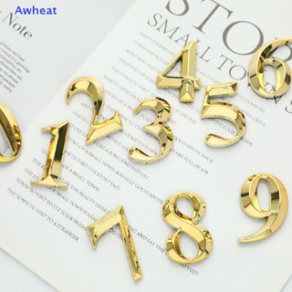 Awheat ใหม่ สติกเกอร์ฉลากสีทอง บอกเลขที่บ้าน ความสูง 5 ซม. สไตล์โมเดิร์น 1 ชิ้น