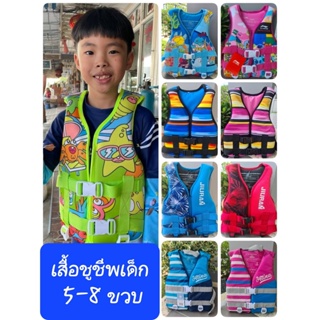 รูปภาพขนาดย่อของเสื้อชูชีพเด็ก 5-8 ขวบ เนื้อผ้าดีมาก Size S รับน้ำหนักได้ถึง 35 กก. เนื้อผ้าดีมาก พร้อมส่ง มีสต๊อคลองเช็คราคา