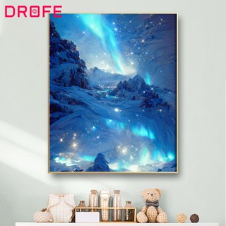 Drofe 【40*50 ซม. ไม่มีกรอบ】ภาพวาดสีน้ํามัน ตามตัวเลข ภาพออโรร่า ระบายสีตามตัวเลขบนผ้าใบ ภูมิทัศน์ DIY สีน้ํา ตามตัวเลข ตกแต่ง