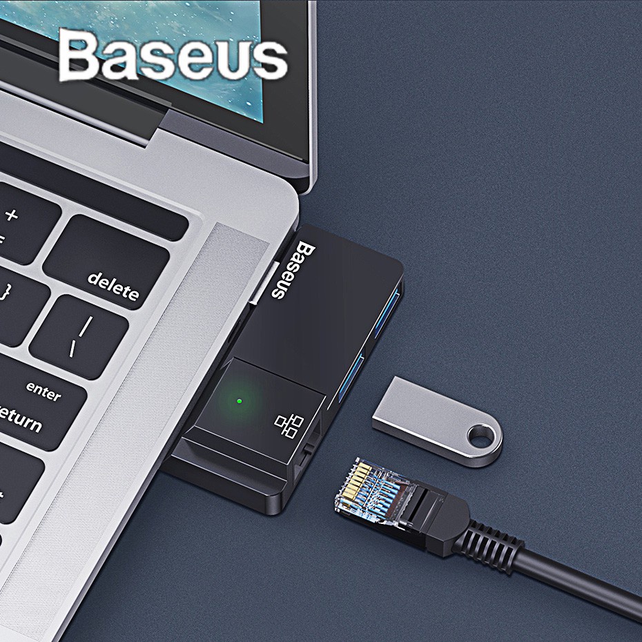 baseus-ลดราคาพิเศษ-ฮับแยกสาย-usb-3-0-rj45-สําหรับ-surface-go-pro-macbook-pro
