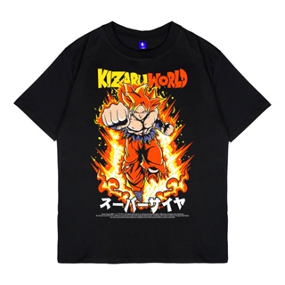 เสื้อยืด พิมพ์ลายอนิเมะ Dragon Ball SON GOKU Super Saiyan สีดํา