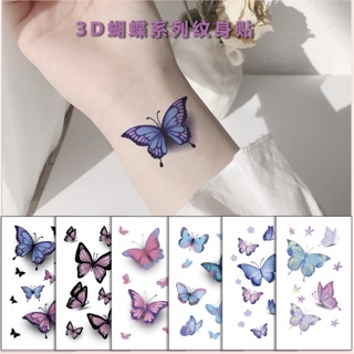แทททูมินิมอล แทททู เกาหลี sticker tattoo tatto แทททูผีเสื้อ แทททูติดผิว ผีเสื้อ korean style butterfly ลอกน้ำ ดอกไม้ สี