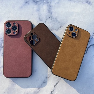 Brown New Suede PU Leather Hard Case Shockproof Soft Bumper For iPhone 14Promax 14Pro 11 12promax 12 13 13Pro 13promax 11promax xs xr xsmax 12pro 8plus 11pro 14Plus 7plus