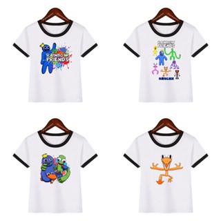 ใหม่ YouTube เสื้อยืดลําลอง แขนสั้น พิมพ์ลาย Roblex Rainbow Friends สีดํา เหมาะกับงานปาร์ตี้ สําหรับเด็กผู้ชาย และเด็กผู้หญิง
