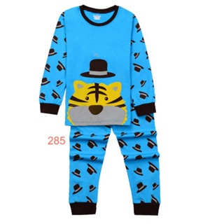 MAB-285 ชุดนอนเด็กผู้ชาย ผ้าเนื้อบานิ่ม สีฟ้า ลายเสือ 🚒 พร้อมส่งด่วนจาก กทม.🇹🇭