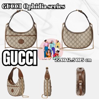 กุชชี่ กระเป๋า GUCCI GG กระเป๋าถือใบเล็กทรงครึ่งดวง/กระเป๋าผู้หญิง/สไตล์คลาสสิก