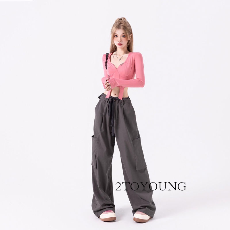 2toyung-กางเกงขายาวผู้หญิง-กางเกงขายาว-ผ้า-ที่สะดวกสบาย-pants-nv2105