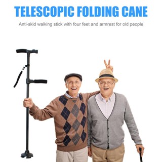 New Telescopic Folding Canes LED Light Aged Walking Sticks Poles for Telescopic Cane for Old Man Non Slip with LED Light