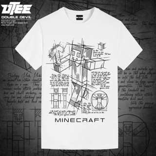 UTEE ฤดูร้อนใหม่ MC Minecraft รอบ ๆ coolie กลัวเสื้อยืดแบรนด์อินเทรนด์ผู้ชายบล็อกข้าวสาลีแฟชั่นธรรมดา