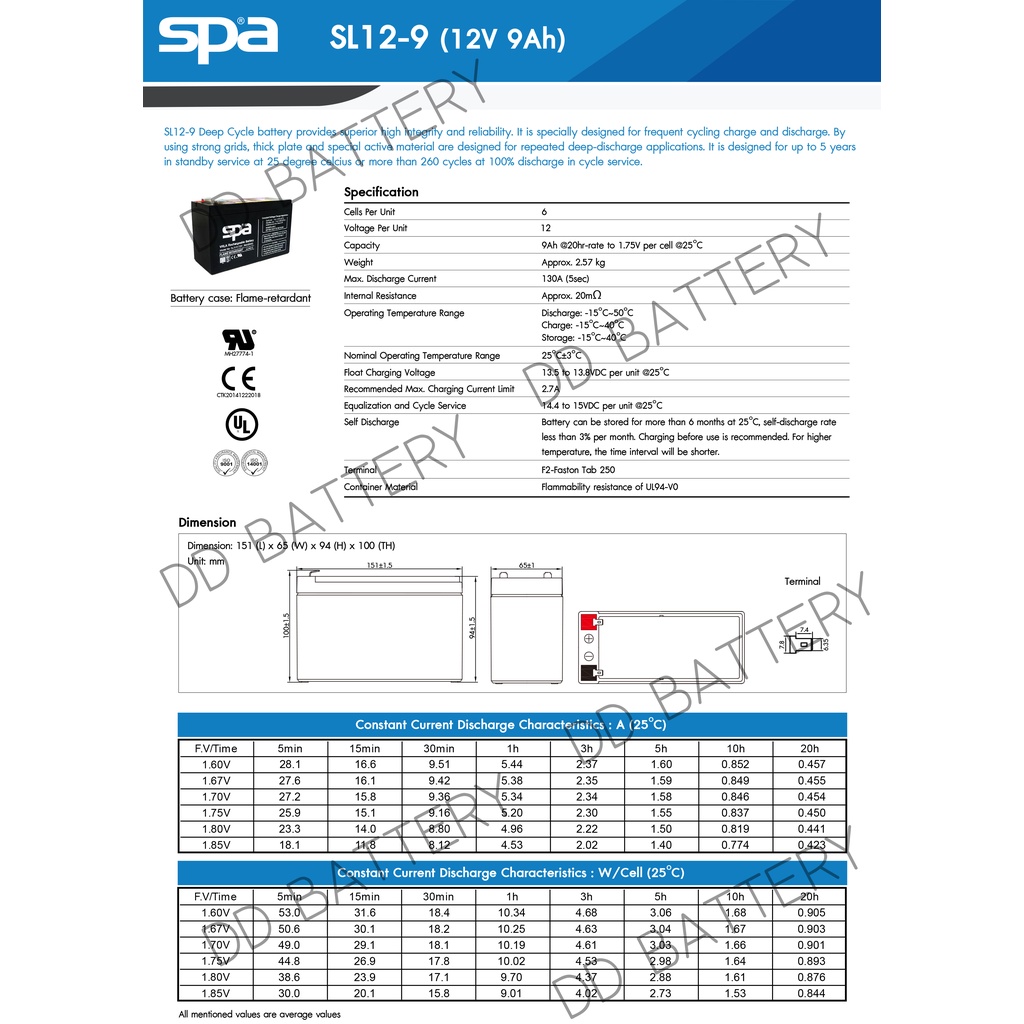 spa-sl12-9-12v-9ah-แบตเตอรี่สำรองไฟ-ups-อุปกรณ์อิเล็กทรอนิกส์