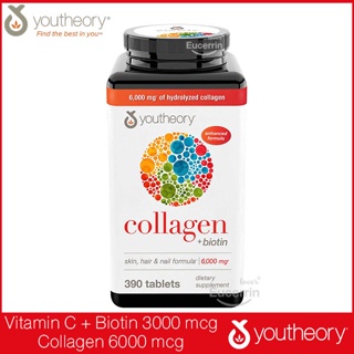 Youtheory Collagen Plus Biotin Skin, Hair, & Nail Formula 6000 mg, 390 Tablets คอลลาเจนอันดับ 1 จาก USA