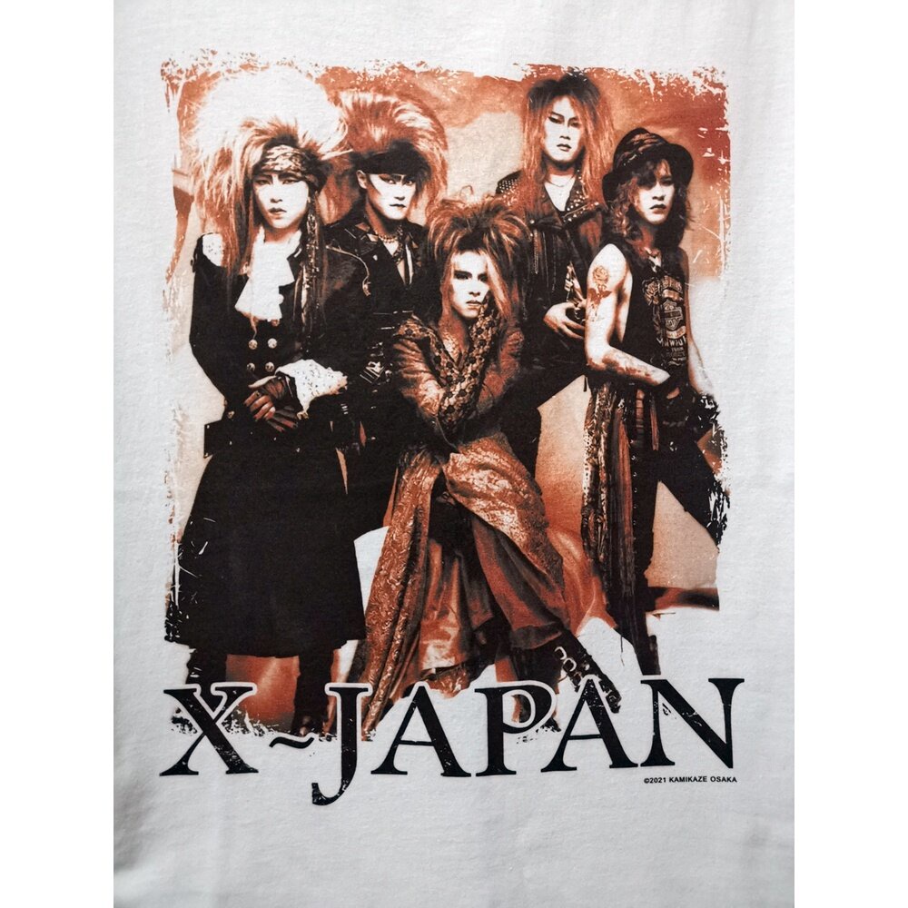 เสื้อวงนำเข้า-x-japan-yoshiki-hide-glam-metal-kiss-s-n-roses-metallica-acdc-style-vintage-t-shirt-ผ้า-ค่ะ