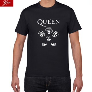 Glitter Rock Band Queenเสื้อยืดผู้ชายCool Streetwear Pop Rockเสื้อยืดผู้ชายฤดูร้อน 100% ผ้าฝ้ายHeavy Rock Tops Teesผู้ชา