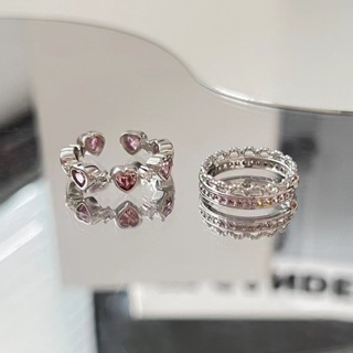 💕การจัดส่งที่รวดเร็ว 💕แหวนเงิน s925 รูปร่างมงกุฎประดับด้วยเพชรสีชมพูระดับไฮเอนด์แหวนแฟชั่นสำหรับผู้หญิง