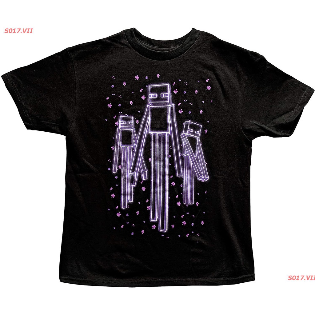 ลายน่ารัก-2022-cartoon-cod-การ์ตูน-มายคราฟ-minecraft-boys-enderman-glow-in-the-dark-t-shirt-เสื้อยืดพิมพ์ลาย