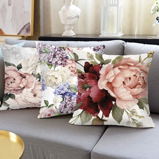 【AG】No-pilling Pillow Case Fine Stitching Polyester Machine Washable Floral Pattern Cushion Case Home Decor