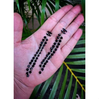 ต่างหู black agate (นิล)handmadeใส่แบบติดหู