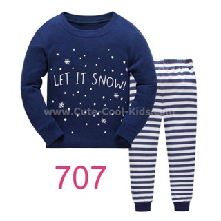 L-HUG-707 ชุดนอนเด็กแนวBaby G สีน้ำเงิน Snow