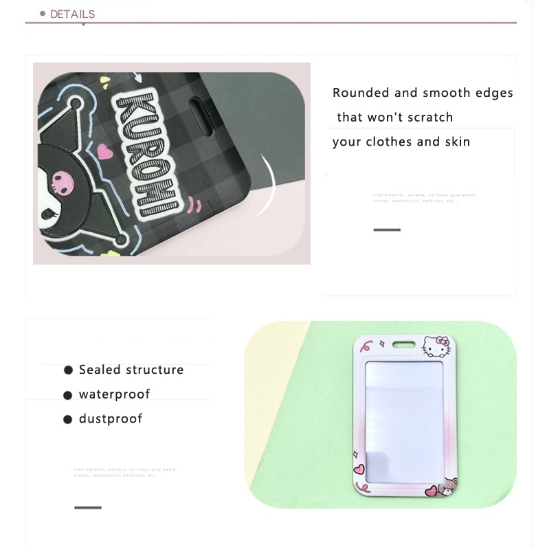 กระเป๋าใส่บัตร-แบบแข็ง-ลายการ์ตูนอนิเมะ-kuromi-พร้อมจี้ห้อย-สําหรับบัตรมหาวิทยาลัย-บัตรรถบัส