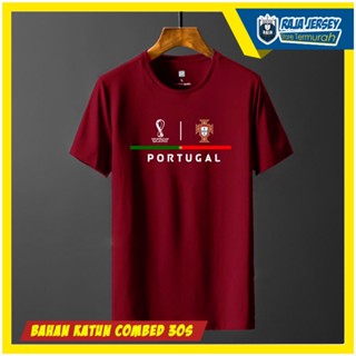 T SHIRT T-SHIRT PORTUGAL Ball WORLD Cup FIFA WORLD QATAR 2022 Cotton COMBED 30Sเสื้อยืด