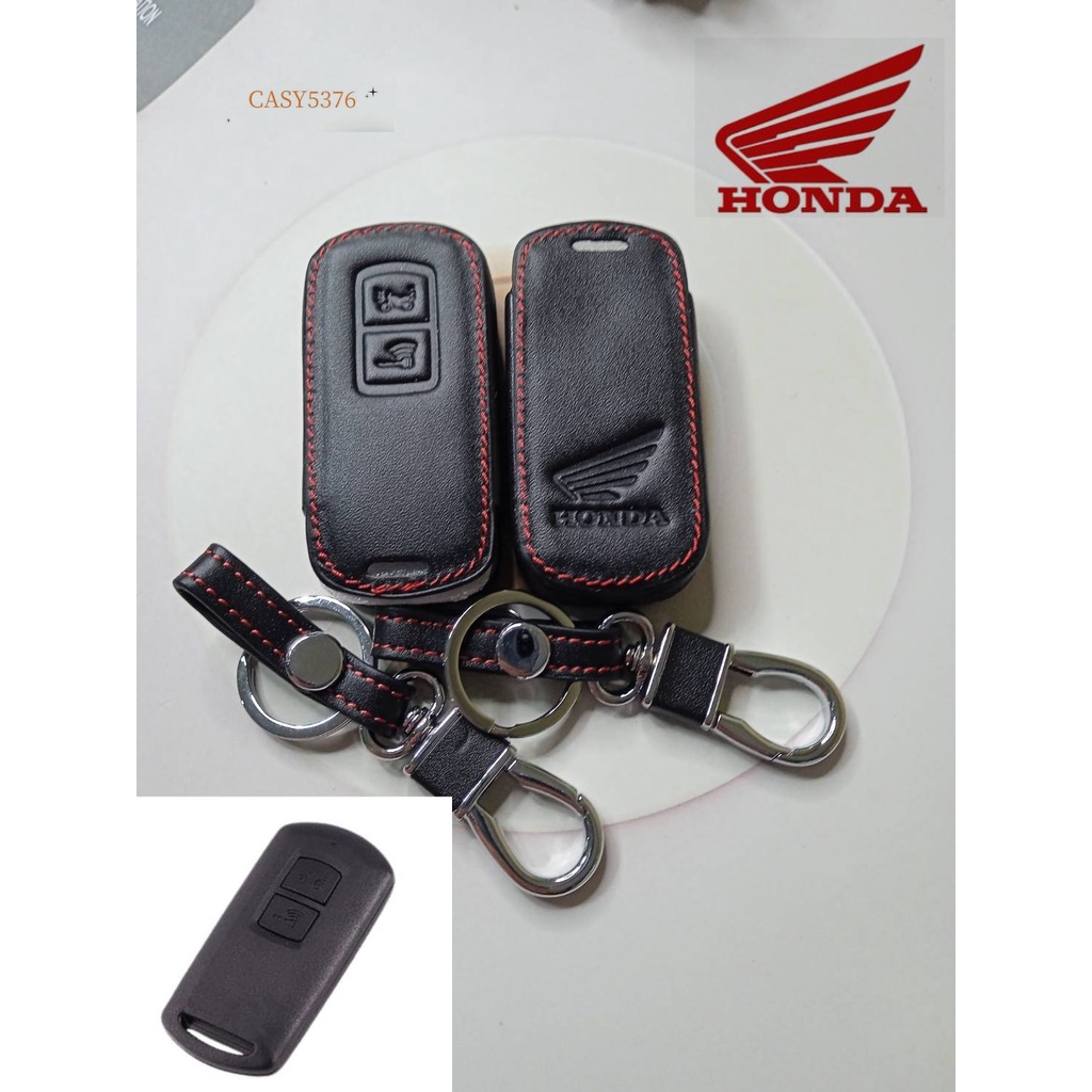 ปลอกกุญแจรีโมทรถมอเตอร์ไซต์ฮอนด้า-honda-click-150i-scoopy-i-ปี-2021ซองหนังแท้ใส่รีโมทรถมอเตอร์ไซต์กันรอยกันกระแทก-สีดำ