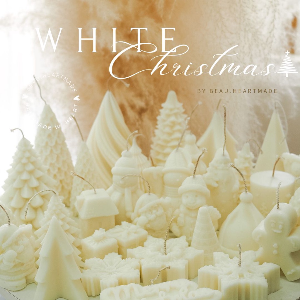 เทียนหอมคริสต์มาส-white-christmas-collection-เทียนหอมไขถั่วเหลือง-ไร้ควัน-เทียนหอมสีขาว-รวมมิตรรูปทรงคริสต์มาส-เทียนหอม