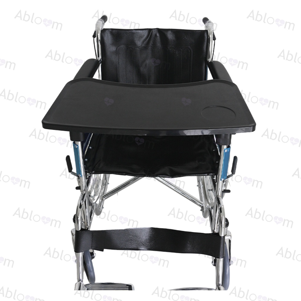 abloom-รถเข็นผู้ป่วย-รุ่นมาตรฐาน-เบาะหนังพีวีซี-พับได้-เบรค-2-ระบบ-พร้อมถาดอาหาร-ทานข้าว-wheelchair-with-table-tray