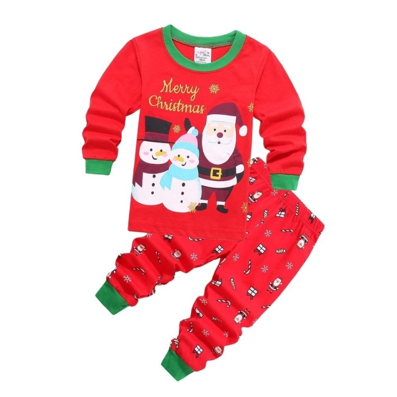 เสื้อผ้าเด็ก-ชุดนอนเด็กคริสต์มาสคริสต์มาสเด็กชายและเด็กหญิงปักกวางเสื้อผ้าบ้านสองชิ้น