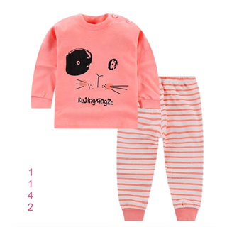 L-PJG-1142 ชุดนอนเด็กผู้หญิง สีชมพู ลายแมว Size-110 (4-5Y)🚚 พร้อมส่งด่วนจาก กทม.🇹🇭🎁