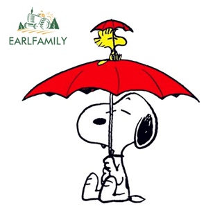 Earlfamily สติกเกอร์ ลายการ์ตูน Snoopy กันแดด ขนาด 13 ซม. x 12.5 ซม. สําหรับติดตกแต่งรถยนต์