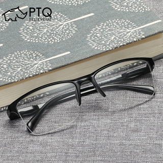 Ptq แว่นตาอ่านหนังสือ กรอบเรซิ่น แบบครึ่งกรอบ ขนาดใหญ่ น้ําหนักเบา ค่าสายตา +0.75~+4.0 สําหรับทุกเพศ