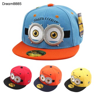 หมวกเบสบอล หมวก Snapback สไตล์ฮิปฮอป ปักลายการ์ตูนมินเนี่ยน ปรับได้ สําหรับเด็ก