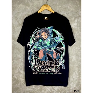 Demonslayerเสื้อยืดสีดำสกรีนลายPG47