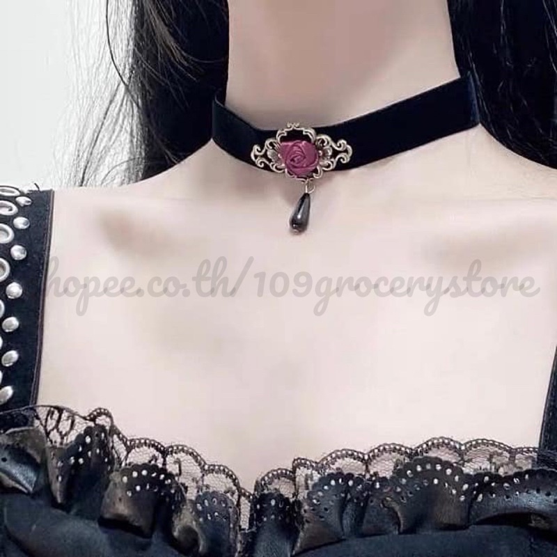 choker-โชกเกอร์โกธิคลูกไม้-สร้อยลูกไม้สไตล์โกธิค-เครื่องประดับสำหรับผู้หญิง