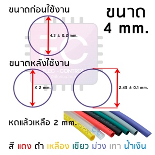 ภาพขนาดย่อของภาพหน้าปกสินค้าท่อหด ยี่ห้อ WOER อย่างดี ยาว 1 เมตร ขนาด 4 - 6 mm. มีหลายสีให้เลือก ท่อหดหุ้มสาย ท่อหดหุ้มสายชาต จากร้าน elec_control บน Shopee