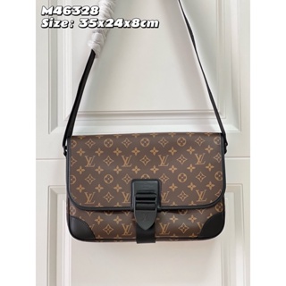 พรี​ ราคา7100 Lv Louis Vuitton Archy M46328 หนังแท้ กระเป๋าสะพายข้าง Messengerกระเป๋าสะพาย35*24*8cm