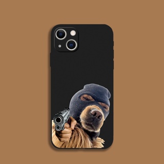 เคสป้องกันโทรศัพท์มือถือ แบบนิ่ม ลายสุนัข สีดํา สําหรับ เคสไอโฟน Case iPhone 13 mini 14 Pro Max 11 12 Pro Max X XS Max SE2020 6S 7 8 Plus XR เคสโทรศัพท์ เคสซิลิโคน