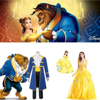 Adult Beauty And The Beast Prince Adam Belle Cos Costume Belle Princess Cosplay Costume Men Women Halloween Party Suit