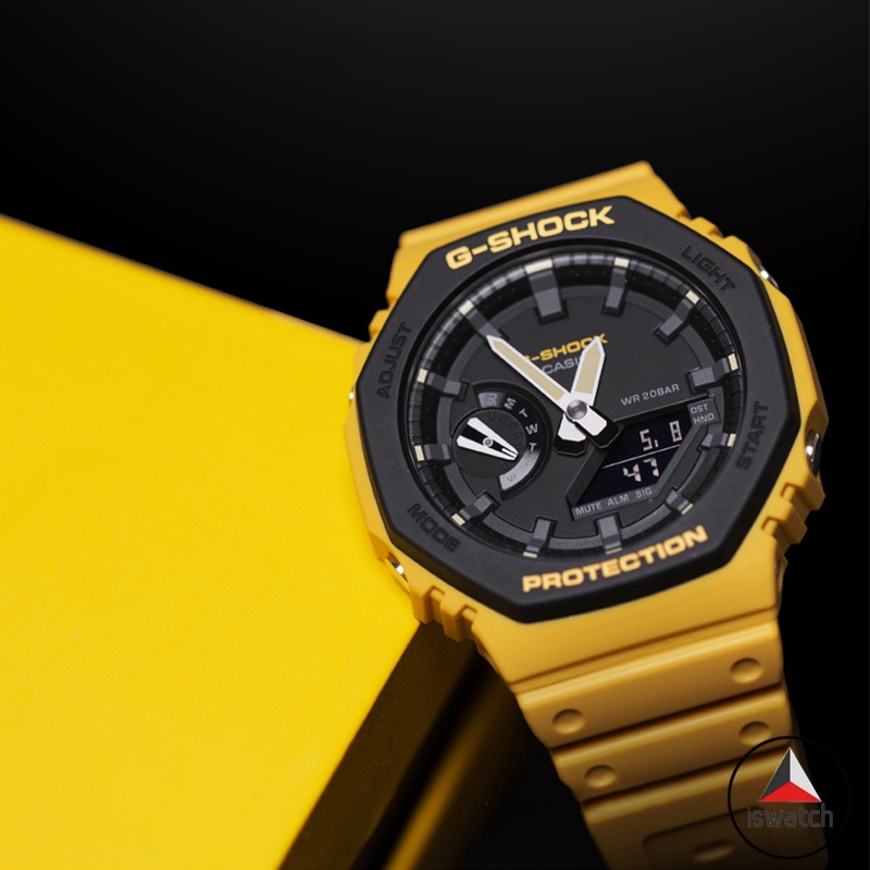 พร้อมส่ง-casio-g-shock-ga-2100su-9a-นาฬิกาข้อมือดิจิทัล-อะนาล็อก-สายเรซิ่น-สีเหลือง-สําหรับผู้ชาย