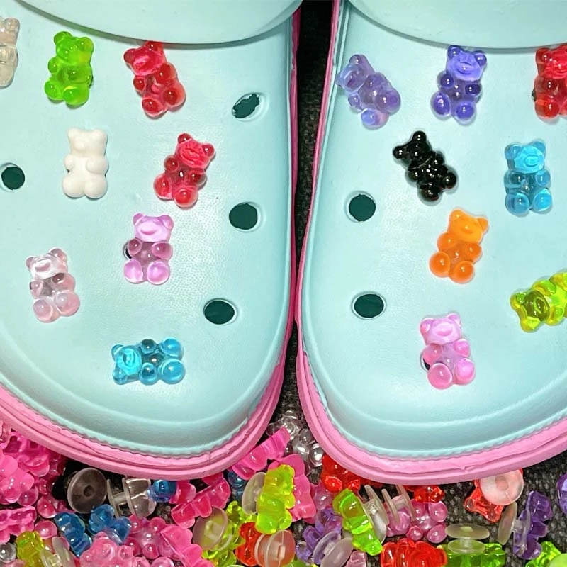 จี้รูปหมีน่ารัก-สีมาการอง-สําหรับตกแต่งรองเท้า-crocs