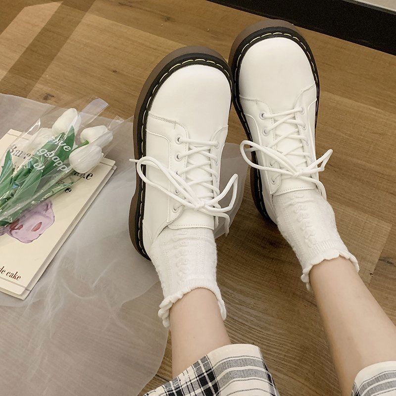 renben-แพลตฟอร์มของผู้หญิงยกรองเท้าหนังขนาดเล็กสไตล์อังกฤษลูกไม้รองเท้าแมรี่เจน