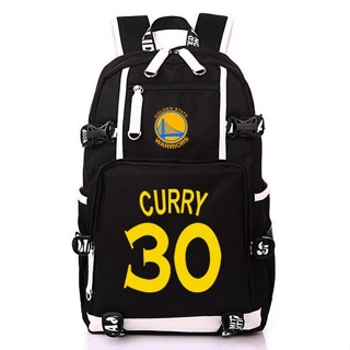 ☒ ✎✠กระเป๋านักเรียน Warriors Curry กระเป๋านักเรียน Thompson รอบกระเป๋านักเรียนผู้ชายและผู้หญิงกระเป๋าเป้สะพายหลังกระเป๋า