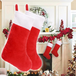 ถุงเท้าคริสต์มาส พร้อมตุ๊กตาหิมะ ซานต้า กวาง หมี ของขวัญคริสต์มาส สําหรับใส่ขนมหวาน เตาผิง
