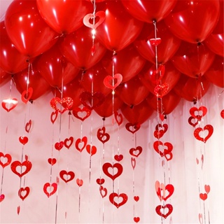เชือกริบบิ้น จี้รูปหัวใจ ประดับพู่ สไตล์โรแมนติก สําหรับตกแต่งลูกโป่ง งานแต่งงาน ปาร์ตี้ 100 ชิ้น